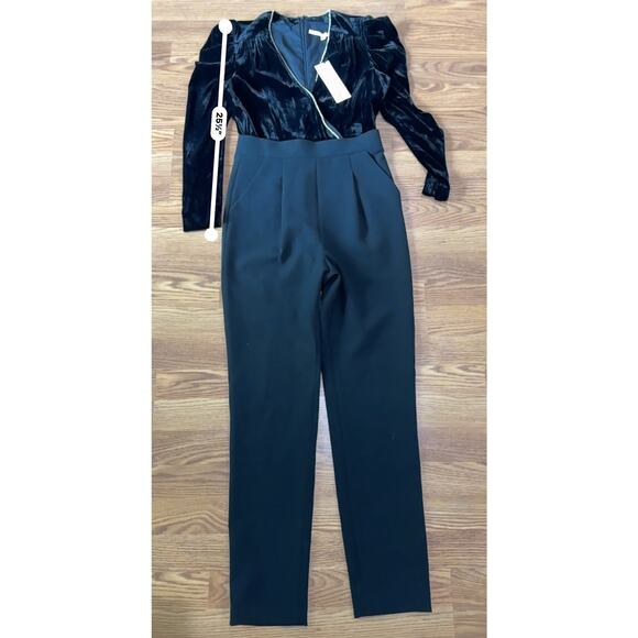 Veronica beard black Cleo Embellished Velvet Jumpsuit size 6 - Picture 9 of 14